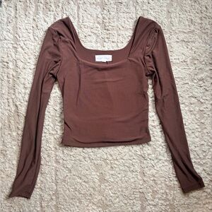 Olive & Oak Chocolate Long Sleeve Crop Top XS